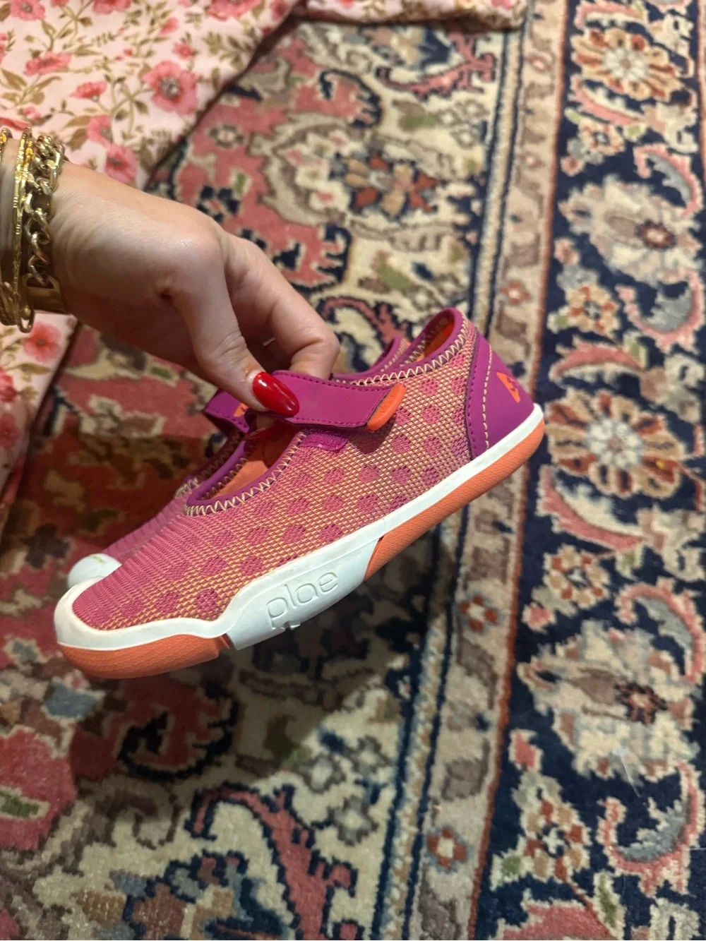 PLAE Girls' Pink and Orange 🍊 Mary Jane Sneakers size 11.5 toddler